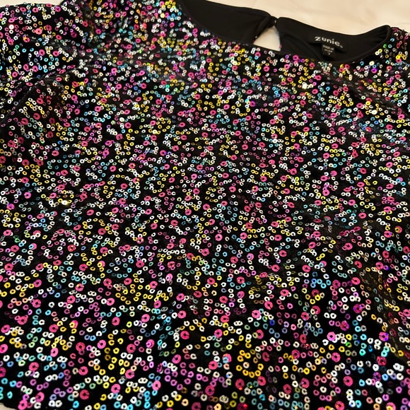 Zunie 2 Piece Formal Set Sequined Top Chiffon Skirt - Picture 2 of 5